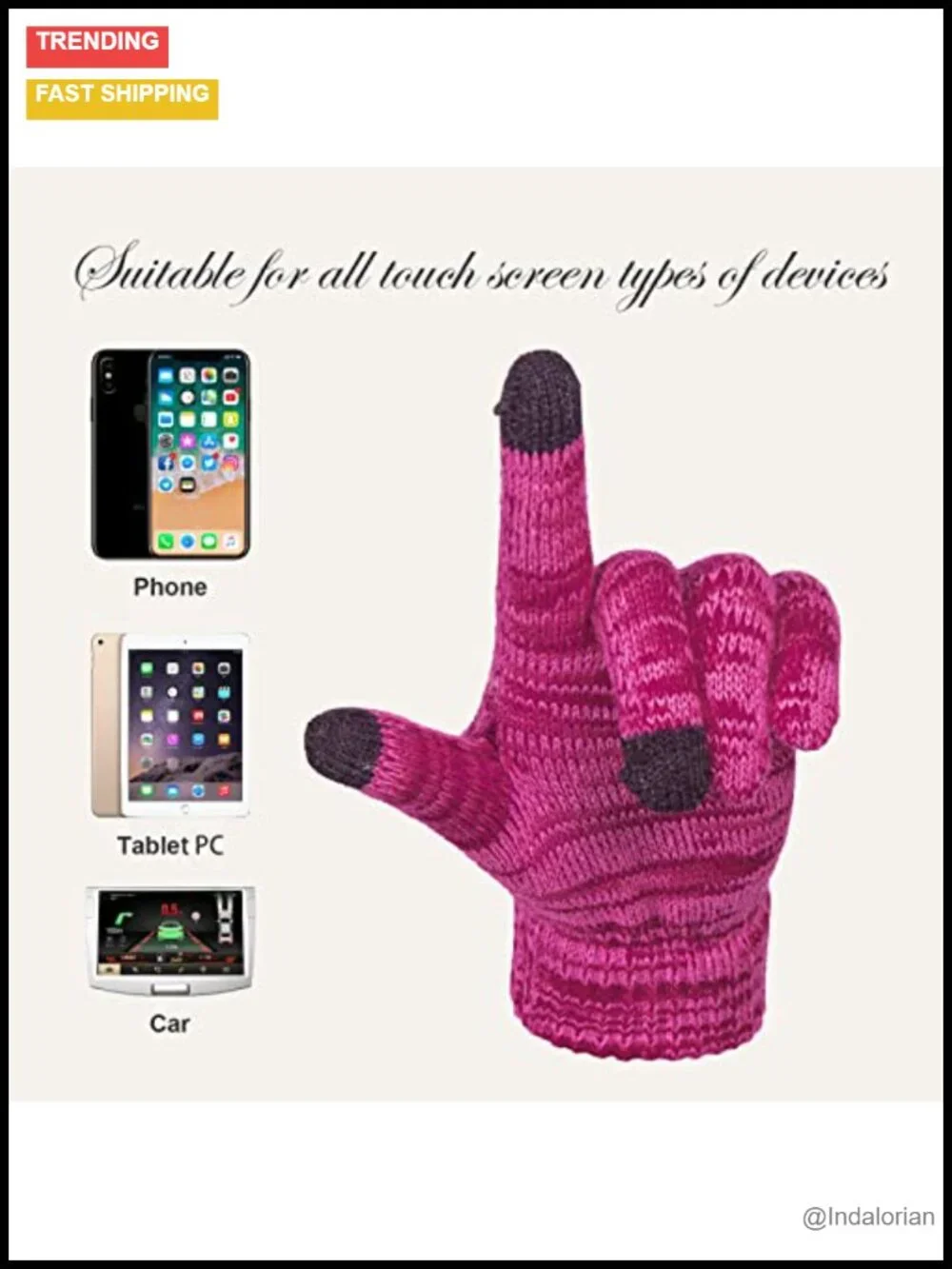 3 in 1 Knit Winter Hat Scarf Glove Set Touch Screen Fleece Lined Pom Pom Beanie